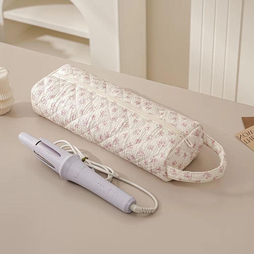 Large Capacity Curler Storage Bag Quilting Cotton Hair Air Wrap Dryer Case  Travel Use