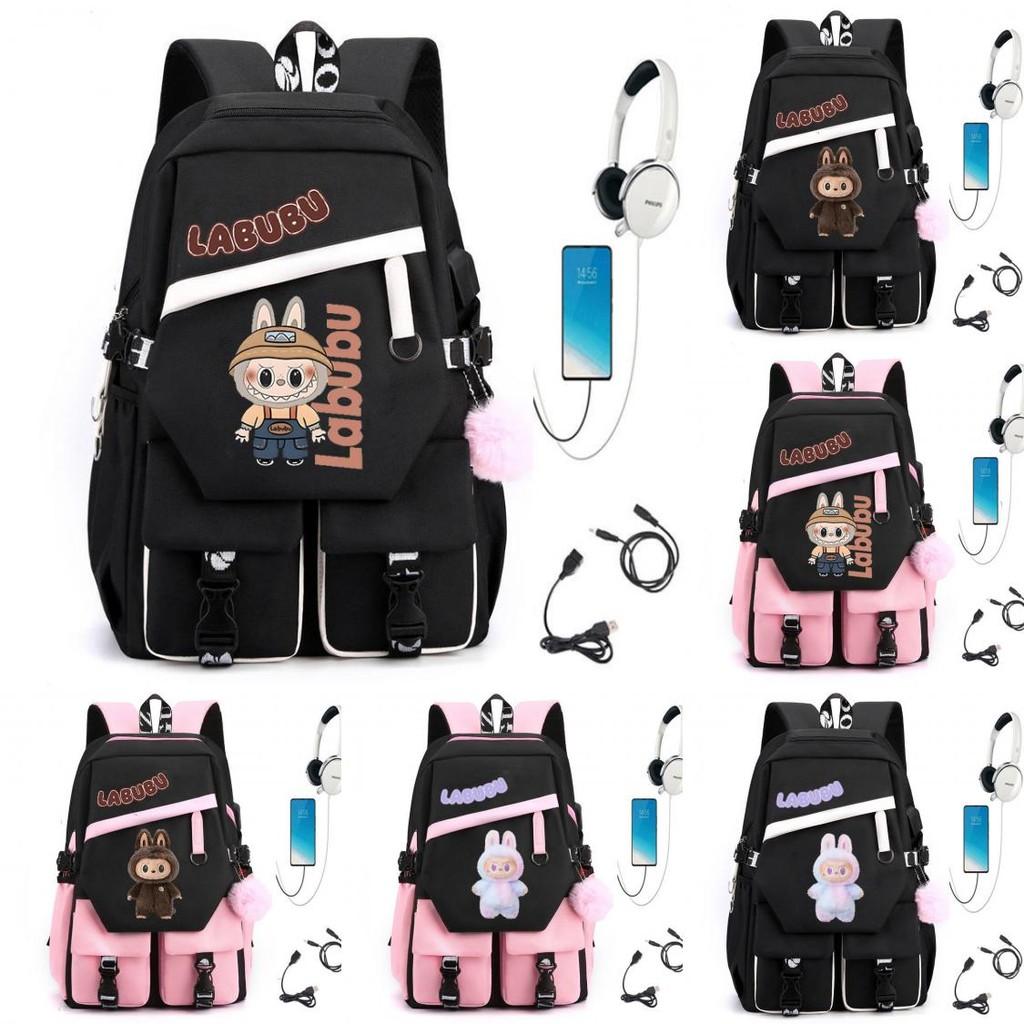 Capacity Backpack Large With Letter Print Design And Usb Teens For