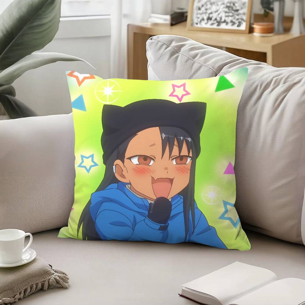 Cute H-Hayase Nagatoro Throw Pillow Covers Pattern Cushion Cover Suitable For Sofa Bedroom Car Pillow Cover