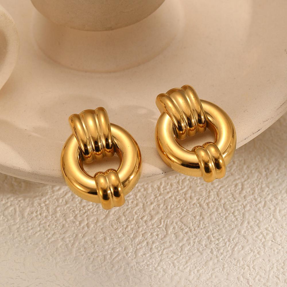 Geometric Stainless Steel Hoop Earrings For Women With High End Fashion Style