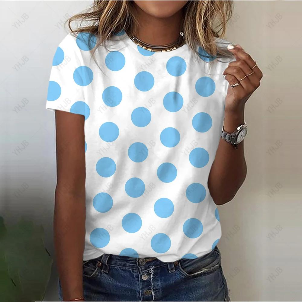 Damen T-Shirts mit Punktdruck, kurzärmelig, 90er-Jahre-Trend, Damen-Print, Grafik-T-Shirt, Damen