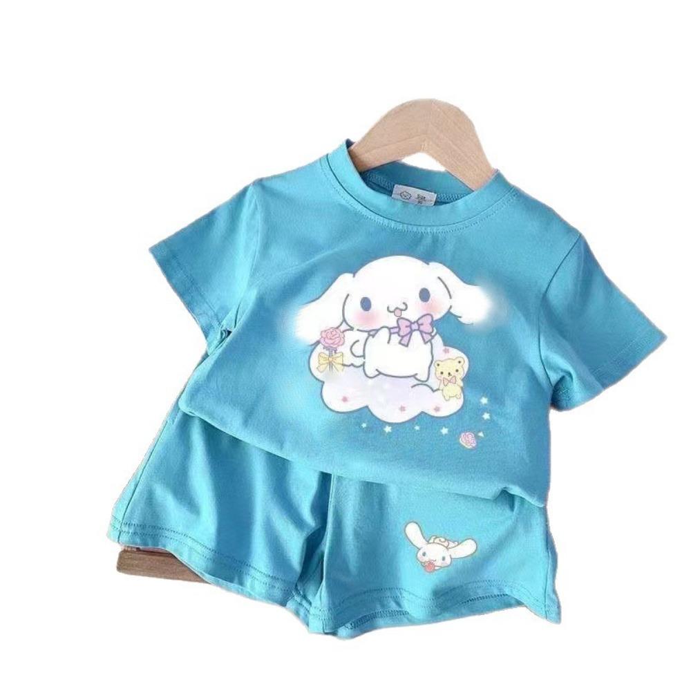 Sanrio Summer Baby Girls  Clothes Set Kid Children Cute Kuromi Printed Short Sleeve T-shirts Top and Shorts Suit