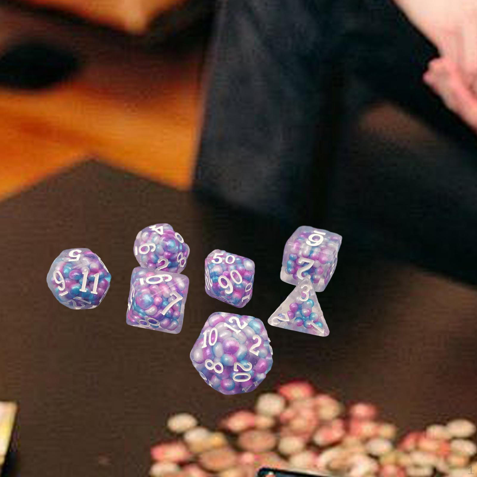 7 штук многогранные игральные кости многосторонние D4 и D6 D8 D10 D12 D20 настольные игры для вечеринок фиолетовый
