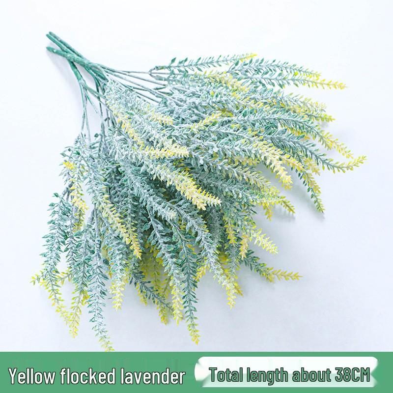 Artificial Lavender Bouquet - Fake Flowers & Flocked Wheat Ear for Home Decor