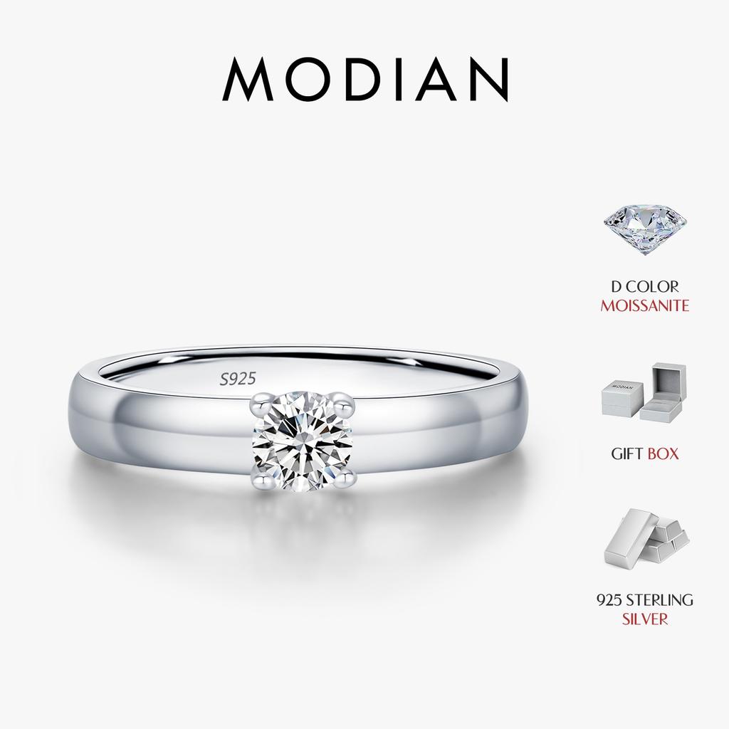 MODIAN D Color Round Moissanite Rings 925 Silver Fashion Simple Ring For Women Wedding Statement Jewelry Gifts