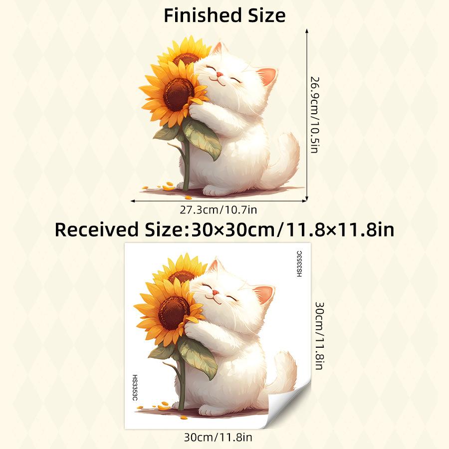 Cute Cartoon Fresh Cat Holding Flowers Window Stickers, Self-Adhesive Double-Sided Visible Decor for Bedroom Dorm Room Study Room Decoration