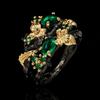 New Two tone Leaf Fruit Zircon Ring Unique Retro Personality Dark High end Light Luxury Charm Jewelry Gift