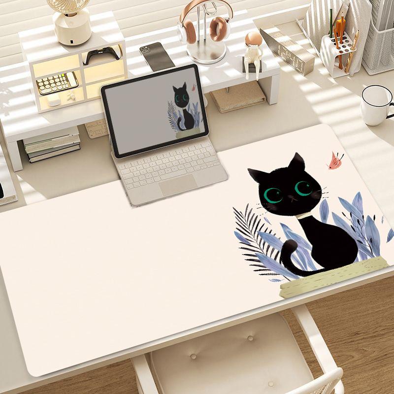 Cat Kawaii Mouse Pad Large Cute Girl Laptop Keyboard Pads Cartoon Lock Edge Wrist Mat