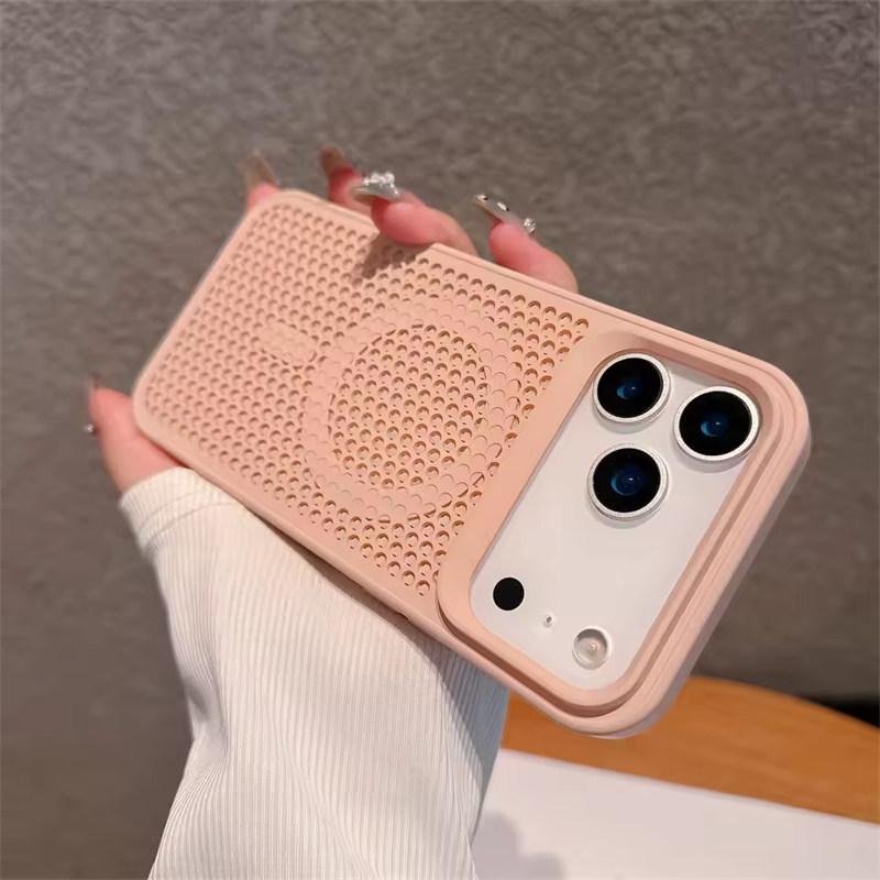 Wärmeableitendes Mesh für Magsafe Wireless Charging Hülle für iPhone 17 16 15 14 Plus 13 12 11 Pro Max 17 Air Atmungsaktive Hartschale