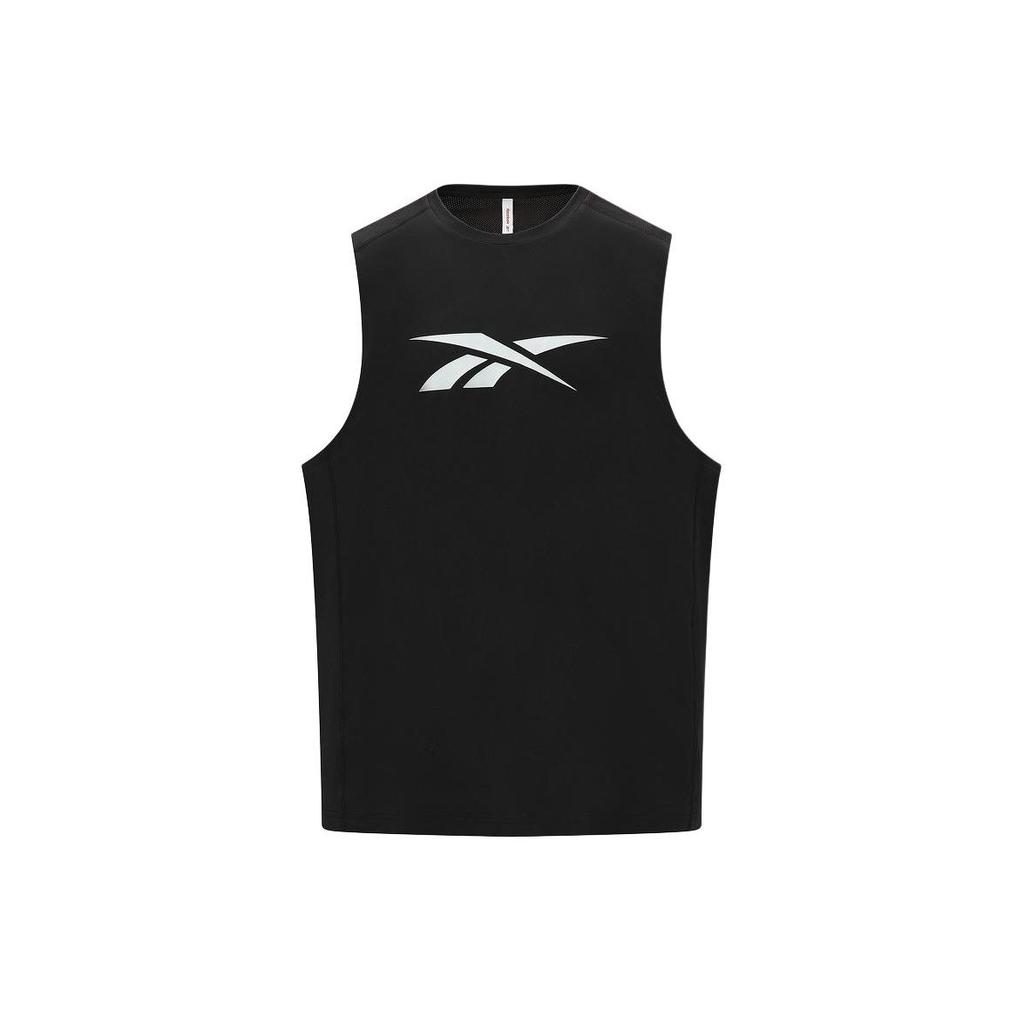 Reebok Logo Print Sports Casual Fitness Training Knit Tank Top Men Tops Black 24SRM419MGH0