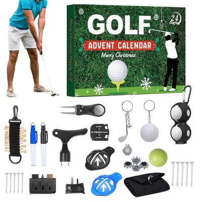 Christmas Countdown Calendar Christmas Advent 24 Boxes Accessory Set Golf Themed Design for Men Women Boys Girls Stocking
