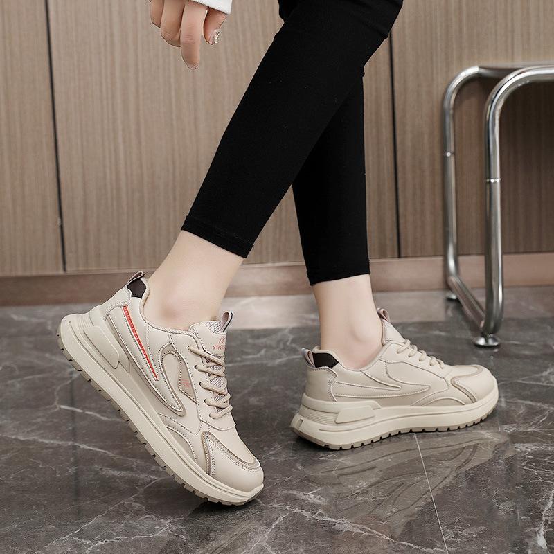 K6901 New  Spring/Summer Breathable Casual Women's Shoes Thick Bottom Heightened Sneakers Students' Street Shot Round Head Stitching