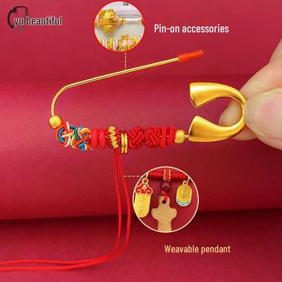 Broche Bébé Nouveau-né Or - Style Chinois Pendentif Apaisant Semi-Fini Cadeau DIY