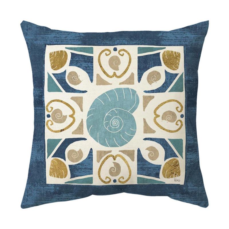 Blue Theme Simple Pattern Printed Pillow Cover Home Decor Geometric Mandala Sofa Cushion