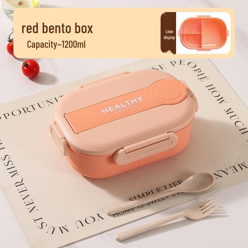 Microwavable Japanese-Style Wheat Straw Lunch Box Set with Compartments for Students and Office Workers