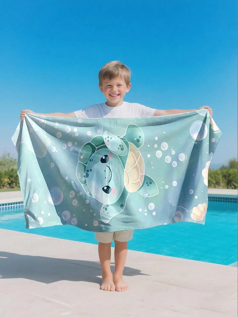 Mintgrünes Schildkröten-Strandtuch, ultrafeine Faser, saugfähig, schnell trocknend für Strände, Schwimmbäder, Reisen - Kinder- und Erwachsenentücher