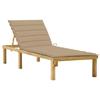 VidaXL Chaise Longue with Cushion Beige Impregnated Pine Wood