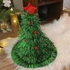 Yousheng Weihnachtsbaumhut Weicher Weihnachtsmannhut Grün Goldenes Band Stern Tiara Feiertagsparty Kopfbedeckung Büro Weihnachtsfeier Hut