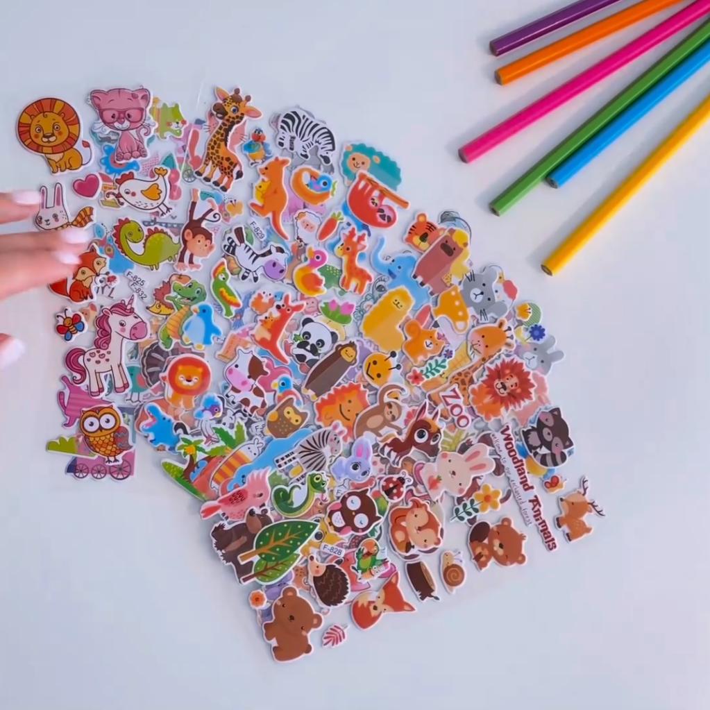 10 Sheets 3D Puffy Stickers for Kids Cute Cartoon Animal Stickers Scrapbook Stickers for Children Gift for Boys and Girls