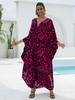 European & American Rayon Print Beach Cover-up Dress - Long, Loose Bikini Swimsuit Robe for Women