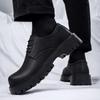 Derby Shoes, Leather Shoes, Low-top Martin Boots, Simple Platform Heightening Black Shoes, Casual Uniform Shoes