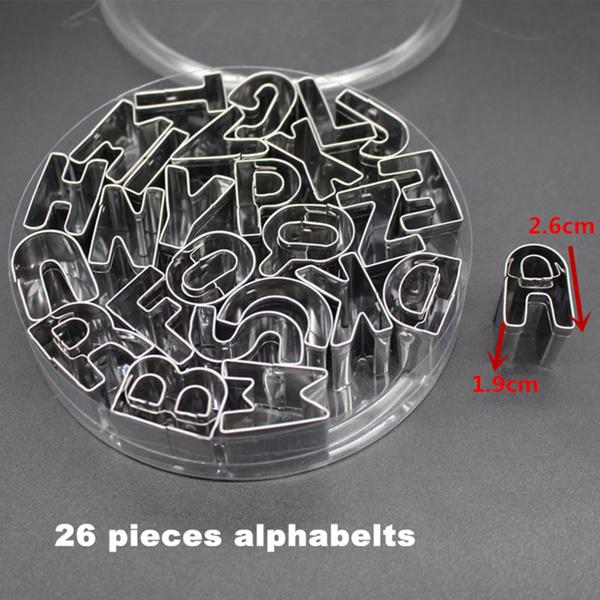 Stainless Steel Alphabet Letter Cookie Cutters Mold Biscuit Number Cutter Set Cake Decorating Moulds Fondant Cutter Set