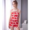 Ice silk suspender sex pajamas set women's summer flirting sexy lace loungewear two-piece set