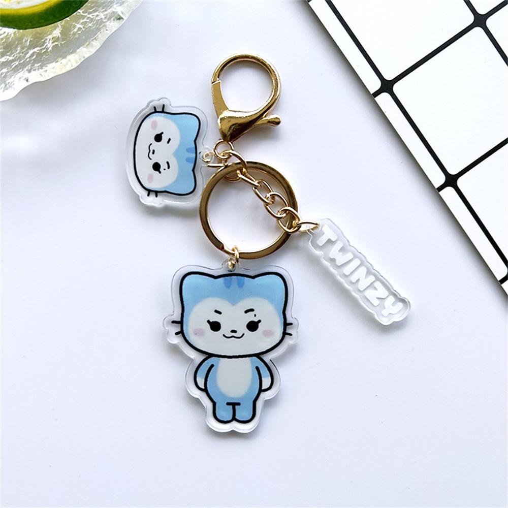 3PCS KPOP ITZY Acrylic Double-sided Keychain Twinzy Cartoon Keyring Yeji Lia Ryujin BORN TO BE World Concert Fans Collection
