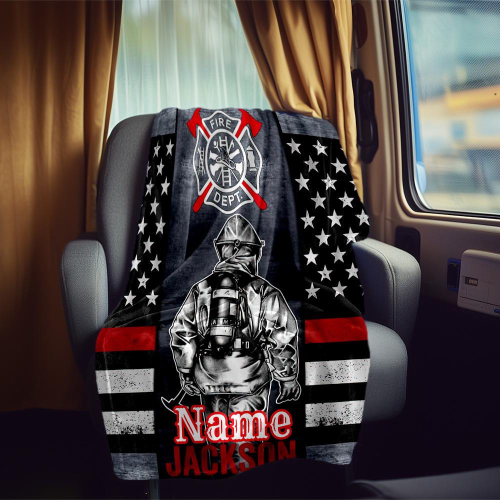 Fire Department Theme Rv Customize Your Name Blanket Comfortable Soft Lightweight Allseason Multipurpose Blanket For Travel Camping Picnics Sofas Rvs