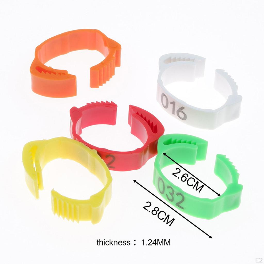 100Pcs Poultry Foot Rings, Bands, Leg Numbered Tag Markers Bands