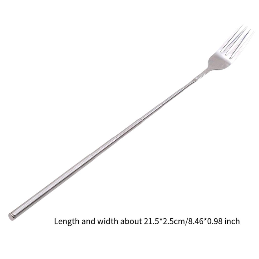 Extendable Fork Flatware Outdoor Tableware 21 to 64cm Kitchen Travel Utensils for Home Barbecue