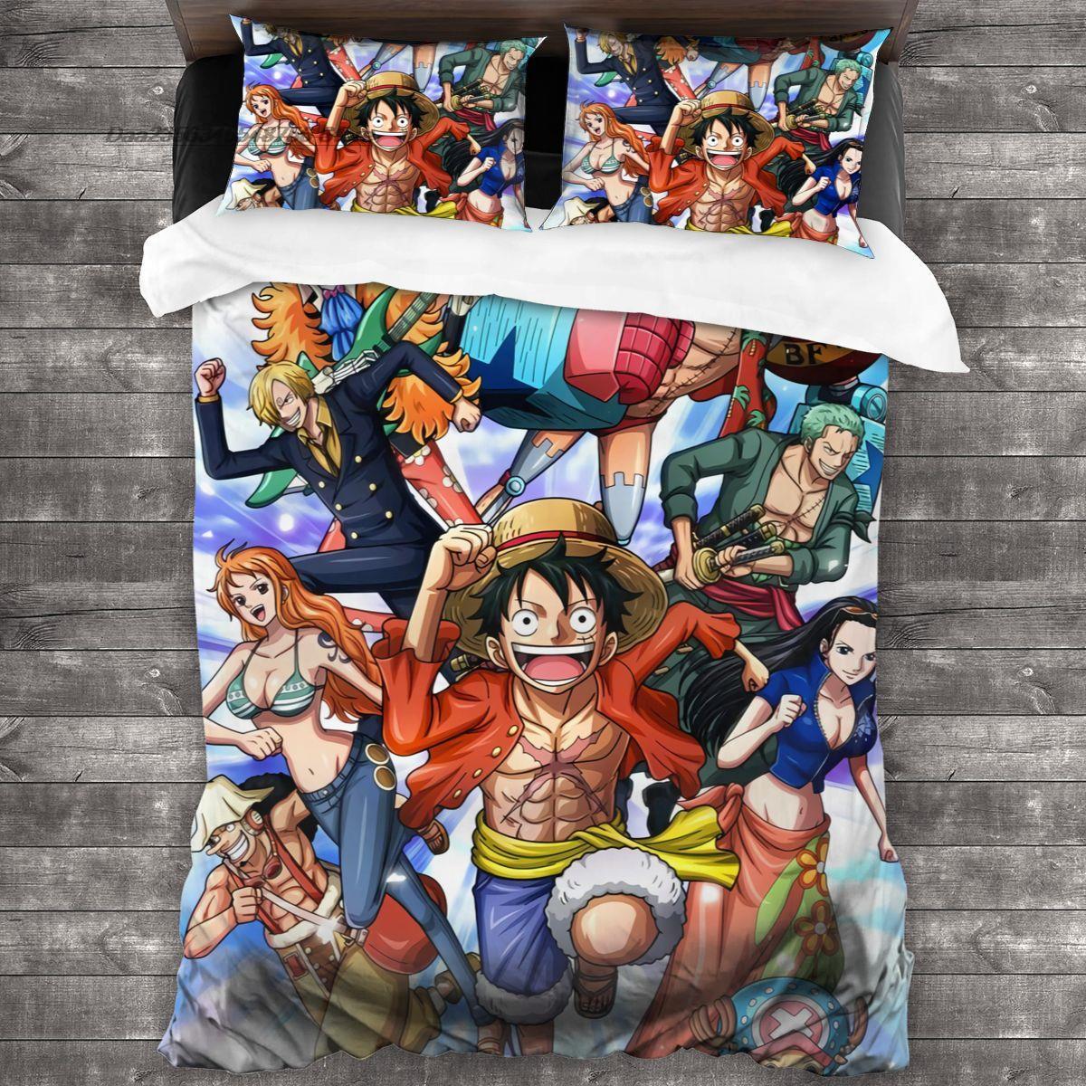 

One Piece Bedding Set Single Twin Full Queen King Size Bed Set Aldult Kid Bedroom Duvetcover Sets Print Anime Conjunto De Cama EU Double(200*200cm)3pcs
