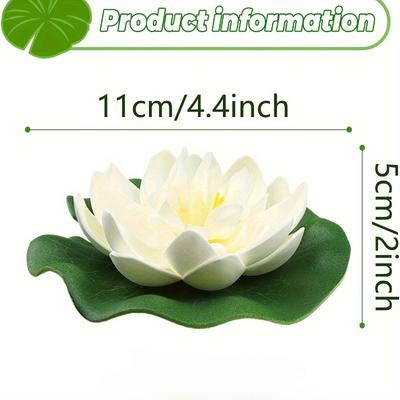 6pcs EVA Artificial Lotus Flowers with Lily Pads - Floating Foam Pond Plants for Aquarium, Pool, Water Garden Decoration