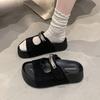 Thick-soled heightening one-word slippers for women to wear spring and summer seaside beach cool slippers