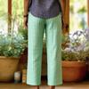 Women’s Striped Straight Leg Trousers Casual Loose Fit Elastic Waistband Lightweight Breathable Fabric Pants with Pockets