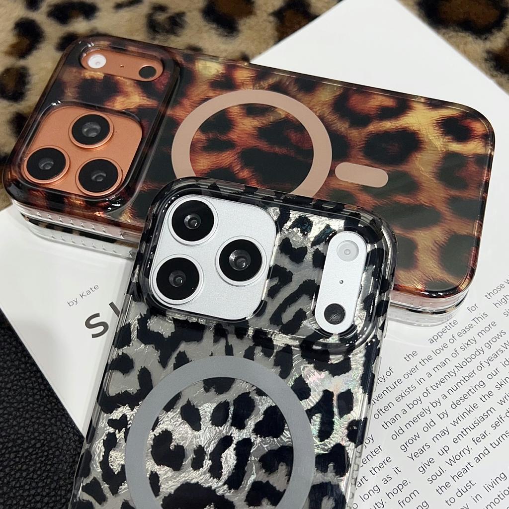 For iPhone 17 Pro Max Case Compatible with MagSafe IMD Leopard Print TPU PC Phone Cover
