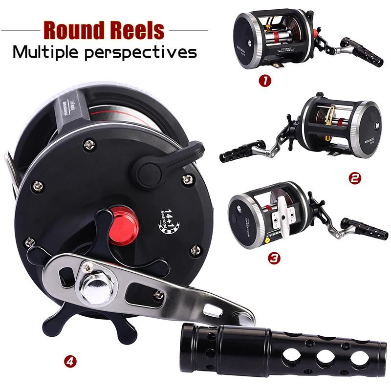 Baitcasting Reel 14+1BB Smooth Drag Wheeel Boat Freshwater Fishing Tackle Sea Fishing Trolling Reel