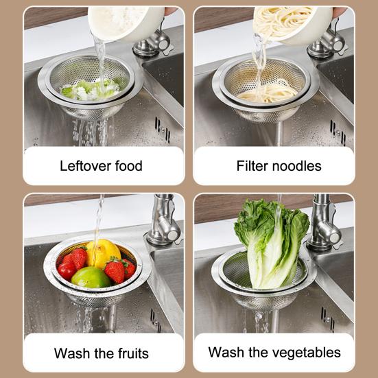 Sink Swan Strainer Basket Stainless Steel Kitchen Faucet Drain Basket Sink Food Waste Strainer for Draining Vegetable Washing