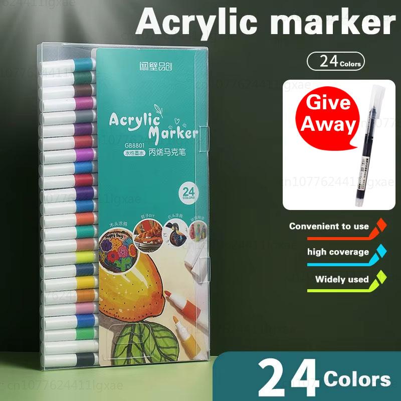 Acrylic Marker 12-80 Colors Pen Set for Draw Sketching Paint Art Markers Graffiti Stone Ceramic Glass Wood DIY Crafts Supplies