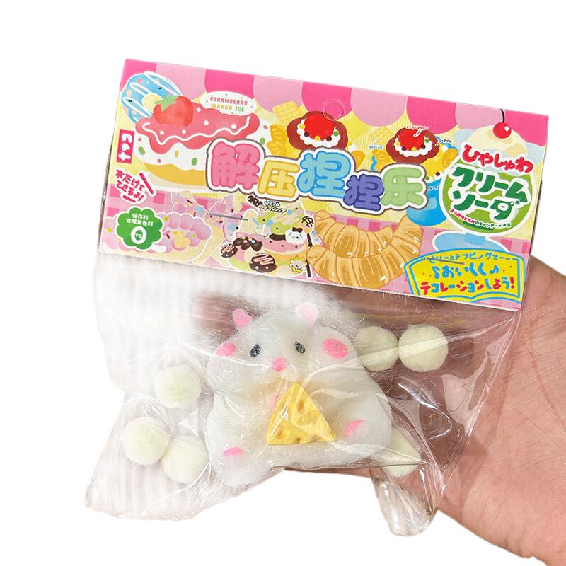 Japan Original Capsule Toys Cute Kawaii Fatty Milky Soft Hamster Flocking Plush Dolls Squeeze Stress Relief Toys