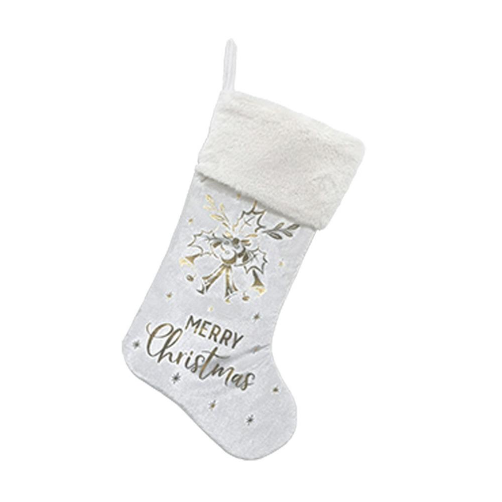 

Personalized Stamping Christmas Stocking With Golden Bell Gift Bags Holiday Home Decor Style 5