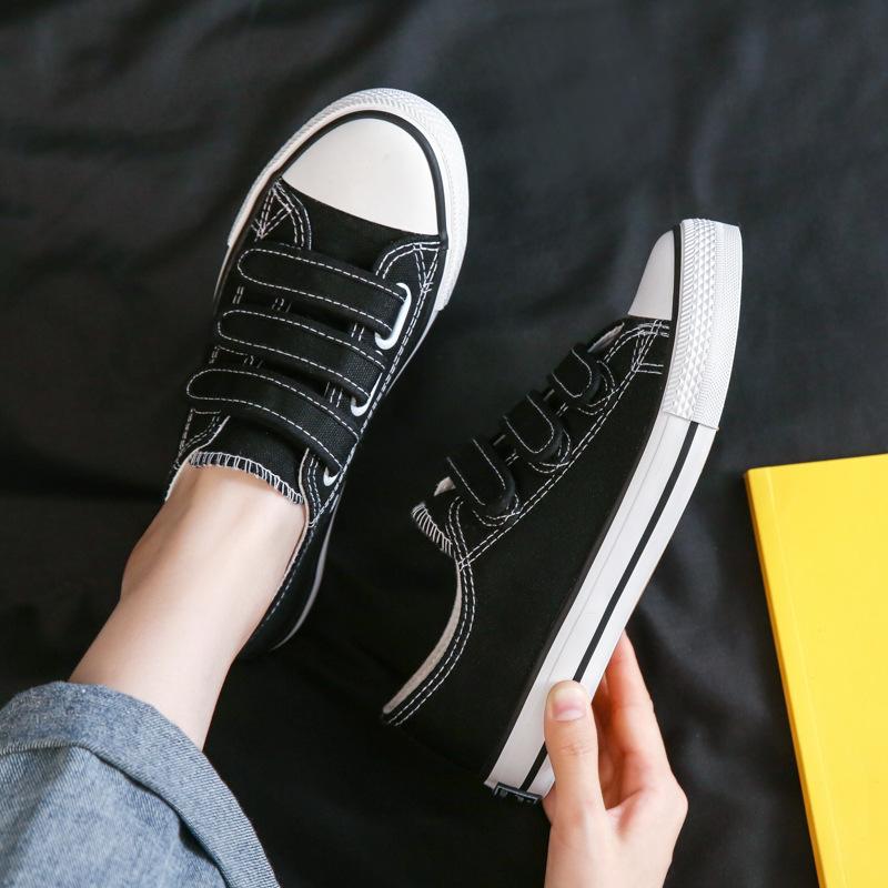 Spring NEW Low Top Magic Stick Canvas Shoes Female Ins Student Board Shoes White Shoes