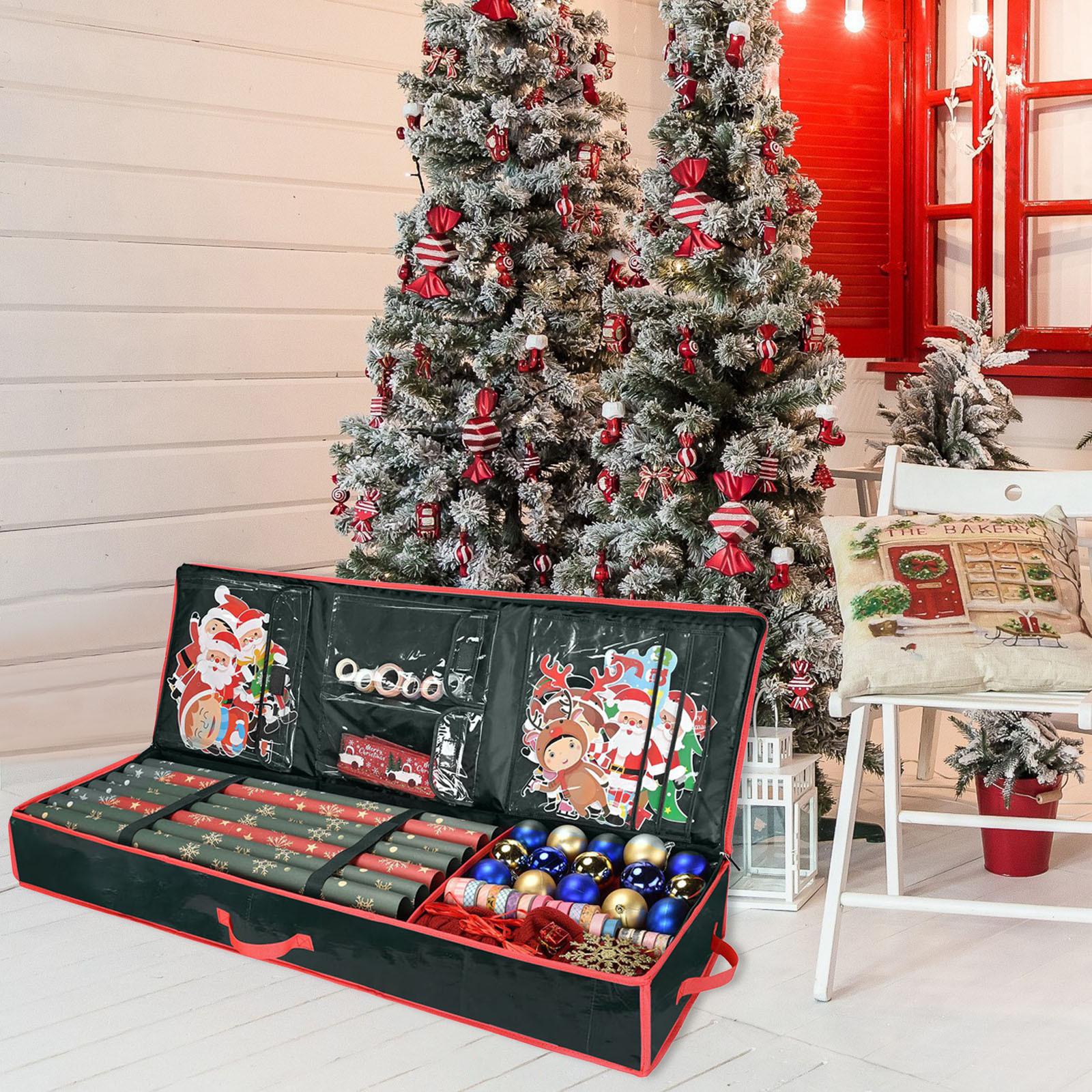 

Christmas Gift Wrapping Paper Storage Bag Waterproof Christmas Gift Wrap Storage Box Large Capacity Container Box Xmas Organizer One Size
