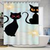 Black Cat Shower Curtain With Vivid Eyes Ideal For Bathroom Decorations