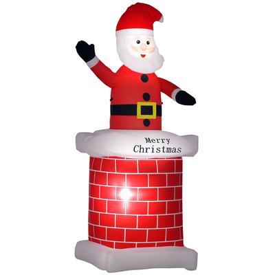7ft Christmas Inflatable Santa Claus from Chimney, Blow-Up Outdoor LED Garden Display for Lawn, Party