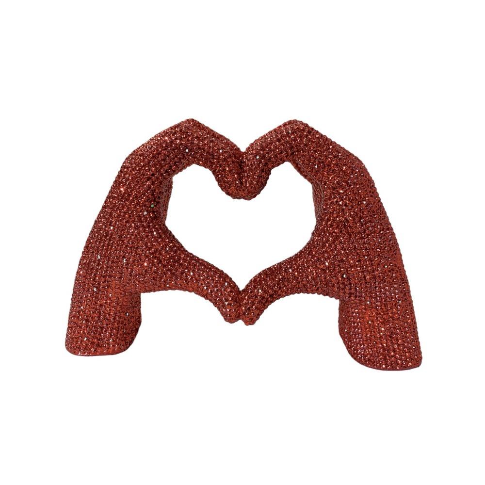 Creative Gesture Decoration Heart Love Sculpture Solid Color Heart Finger Statue  Wedding Ornament 13*7.5*4.7cm красный