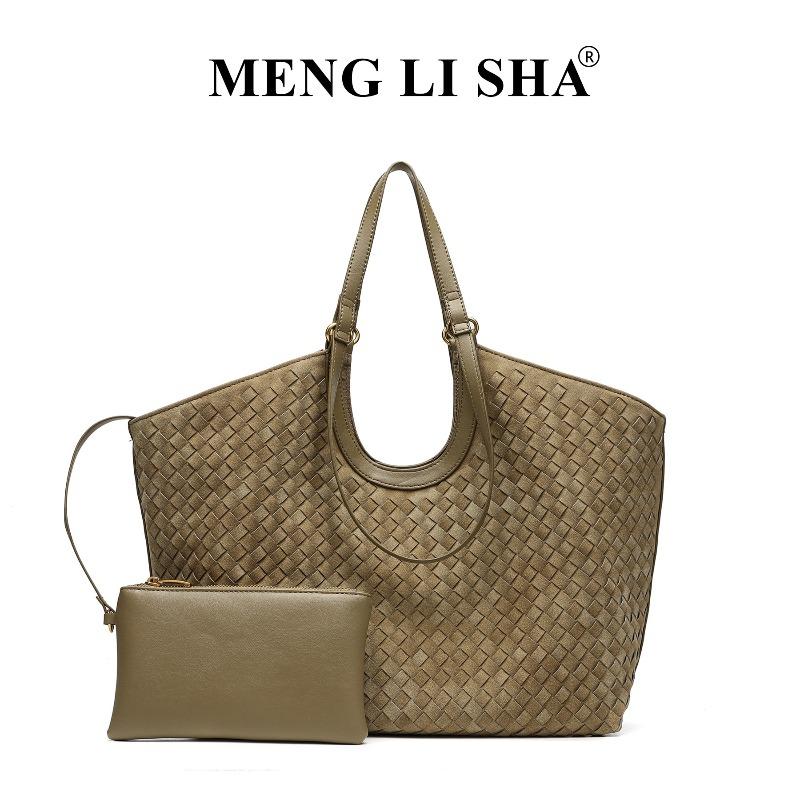 Retro new high-end suede woven bag simple portable mother and child tote bag women's versatile shoulder bag