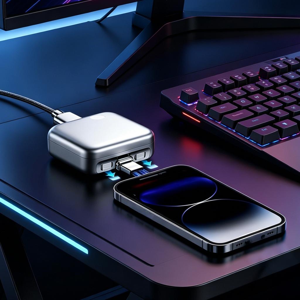 Portable Power Bank Splitter with Automatic Full Charge Detection USB Type-C Connector External Battery Charger for Mobile Devices