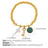 Sweet Wind DIY Ceramic Pearl Pendant Gold Bead Bracelet Stainless Steel Gold Plated Jewelry