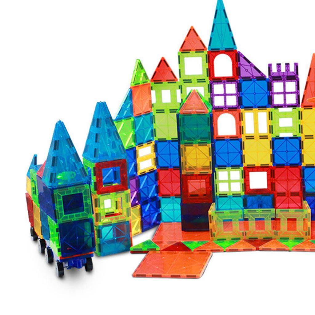 60 Pcs Magnetic Construction Toy Set Clear 3D Building Stacking Blocks Playboards Educational Toys